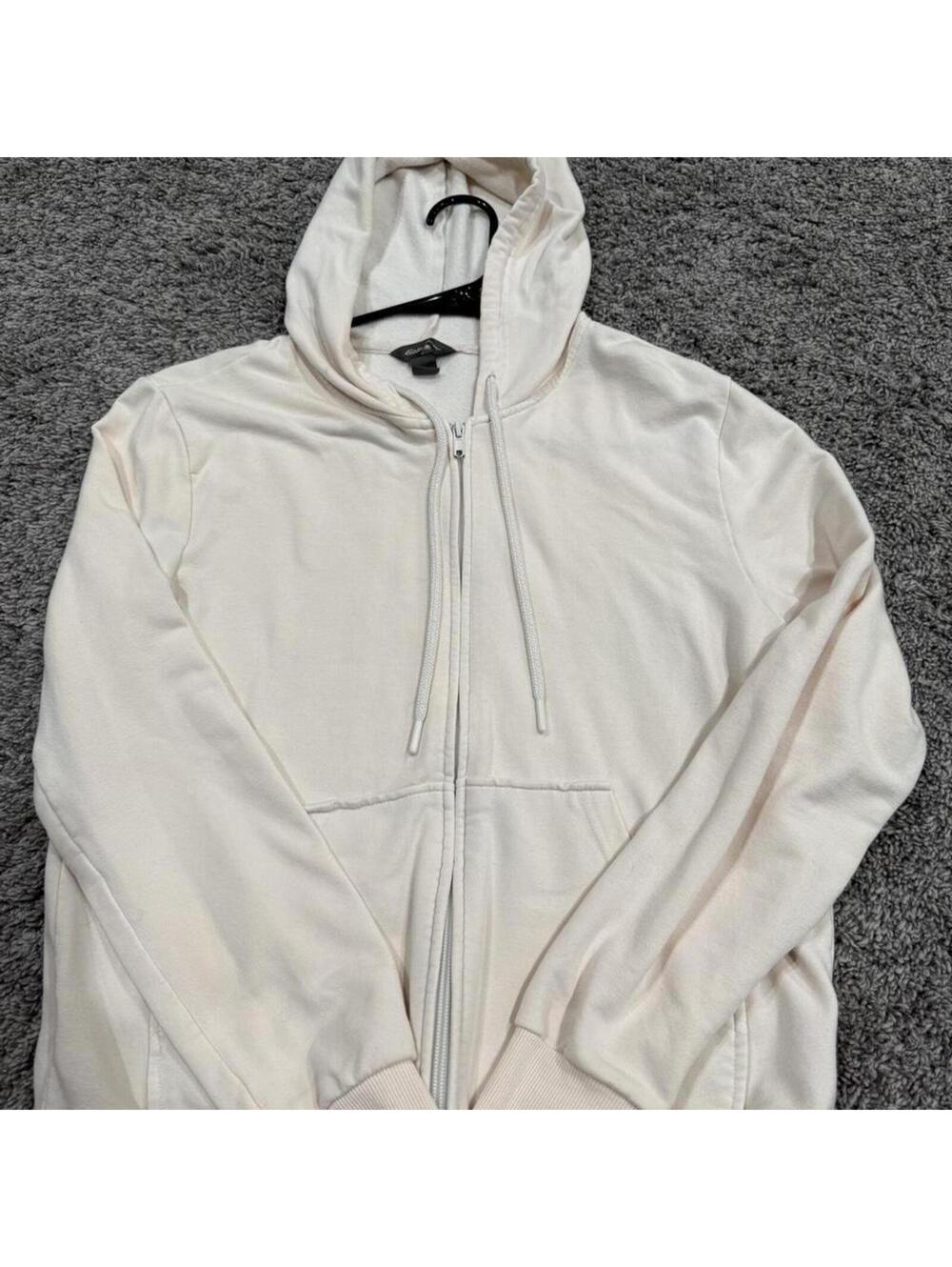 Express Women's Cream Zip-Up Hoodie Size Small